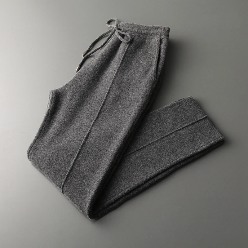 Autumn and winter new 100% cashmere wool pencil pants loose Joker wool knitted casual long men\'s pencil pants.