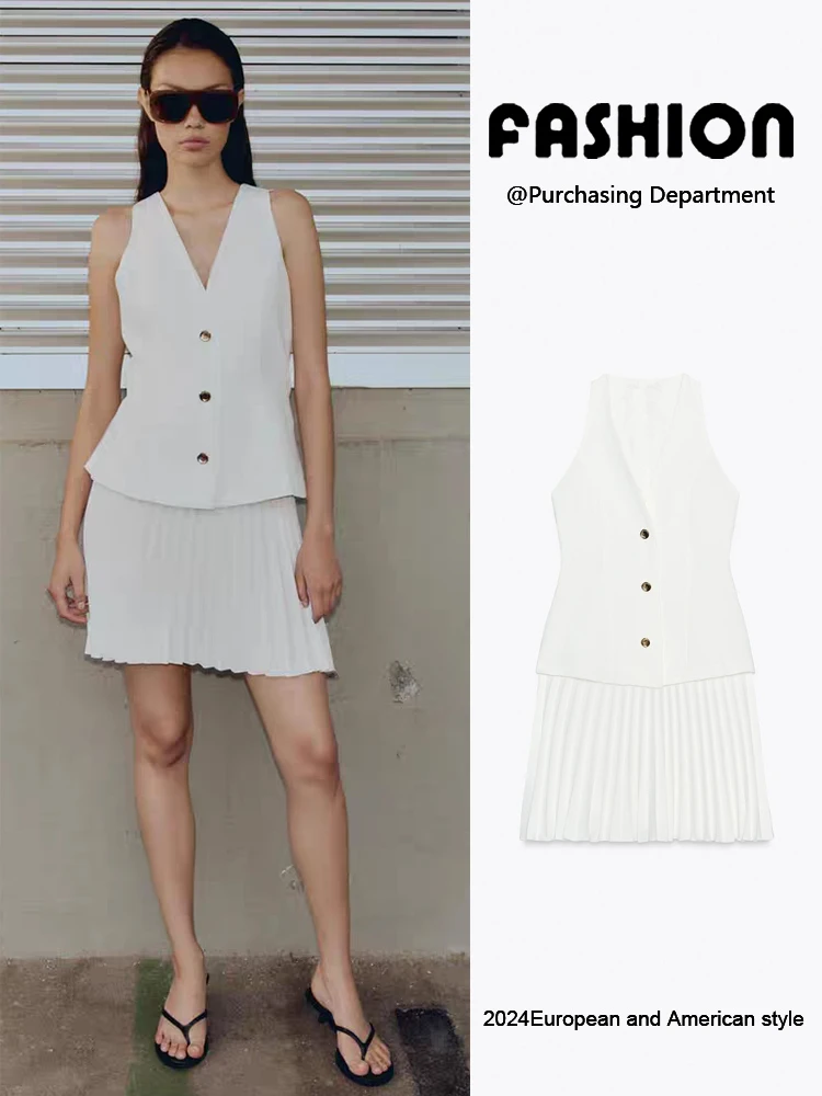 

Летнее новое поступление: Женское платье с одной пуговицей, V-образным вырезом, без рукавов, в стиле пэчворк, для офиса, модное, приталенное, однотонное