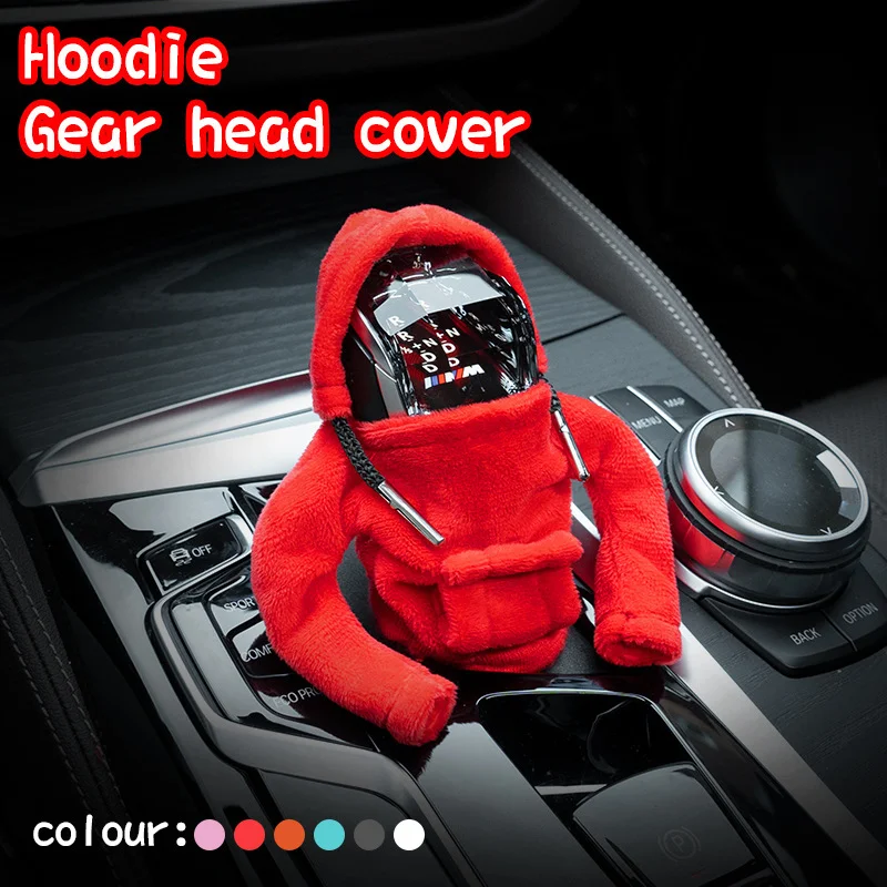 Car Hoodie Handle Cute Hoodie Car Shift Knob Cover Short Plush Manual Handle Gear Car Interior Accessories