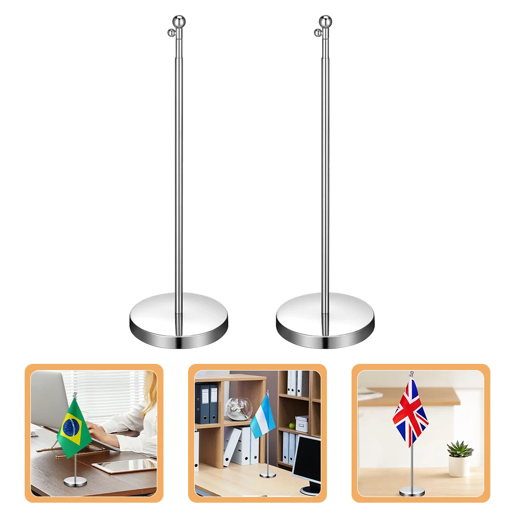 

2 Pcs Telescopic Flagpole Holder for Desk Bracket outside House Holders Base Stand inside Floor