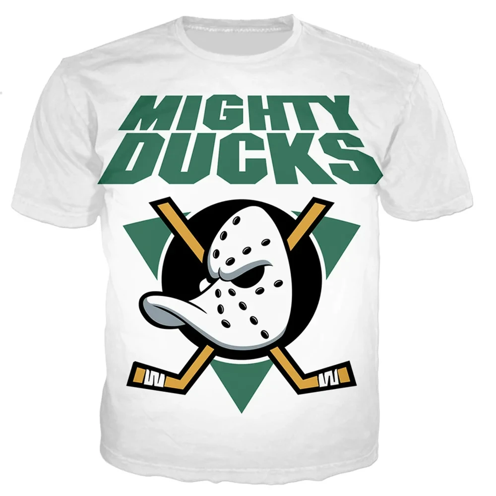 2024 Ice Hockey Mighty Duck Helmet Print T-shirt 3D Men Women Hip Hop Short-sleeved Tee shirt Summer Casual Oversized Sport Top