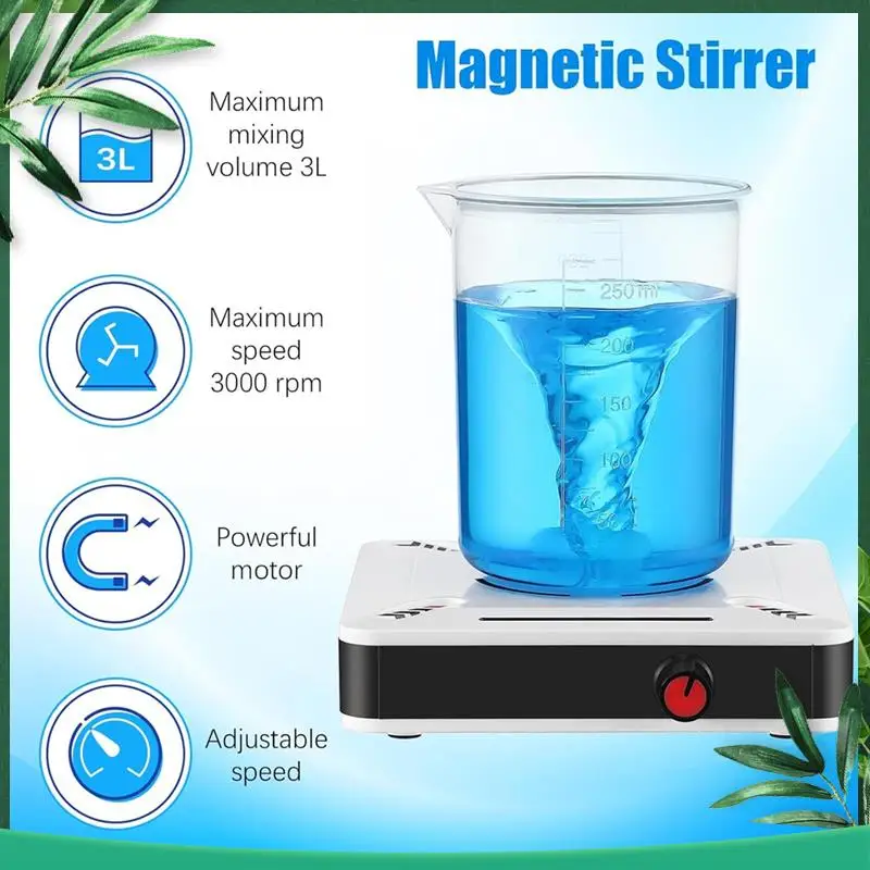 

(NEW) Magnetic Stirring Bar 3000 Rpm,Maximum Stirring Capacity 3000 Ml Water Vortex Magnetic Mixer,For Laboratory US Plug