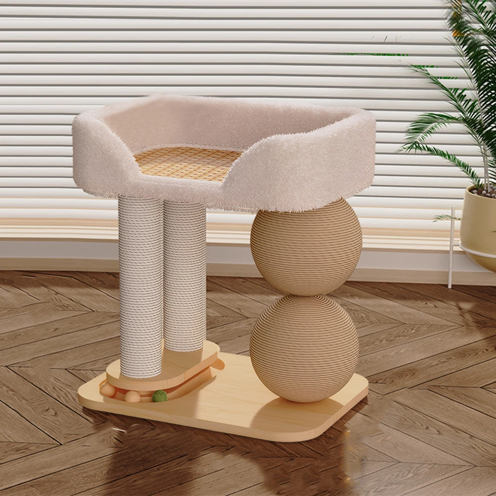 

Cat Climbing Frame with Sisal Ball Integrated Sisal Bed Wear Resist Cats Scratch Pillar Pet Supplies Climbing Frame