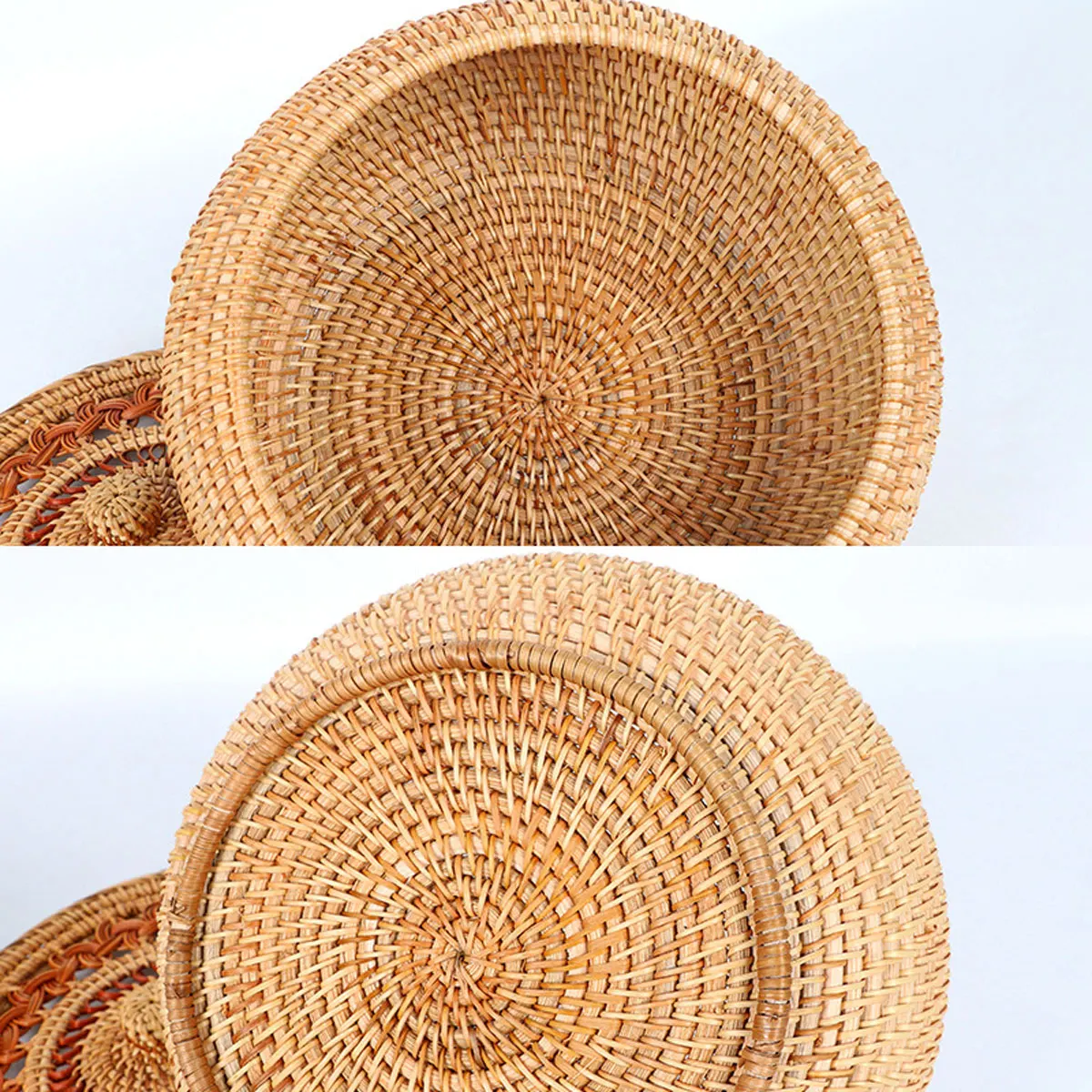 1pc 9inch Rattan Cut Out Treasure Box Dried Fruit Box Snack Candy Box Coffee Table Storage Basket Tea Can Handicraft Desktop Basket