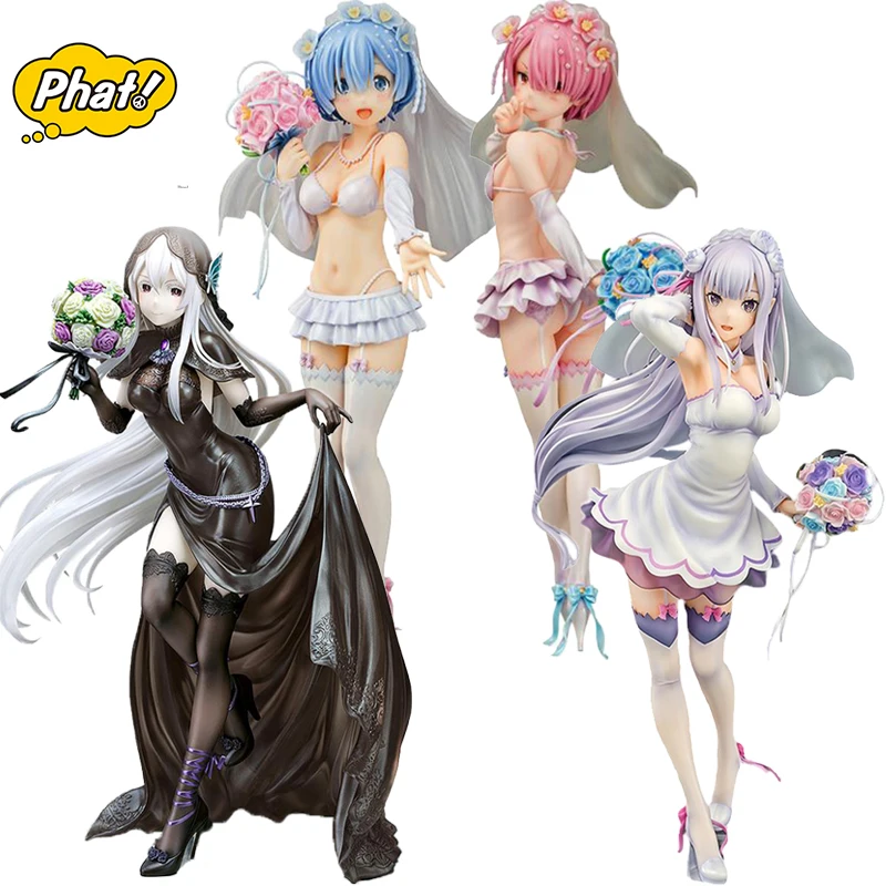 

In Stock Genuine Original Phat! Rem & Ram & Echidna & Emilia Wedding Dress Ver. Re:Life in A Different World From Zero Figures