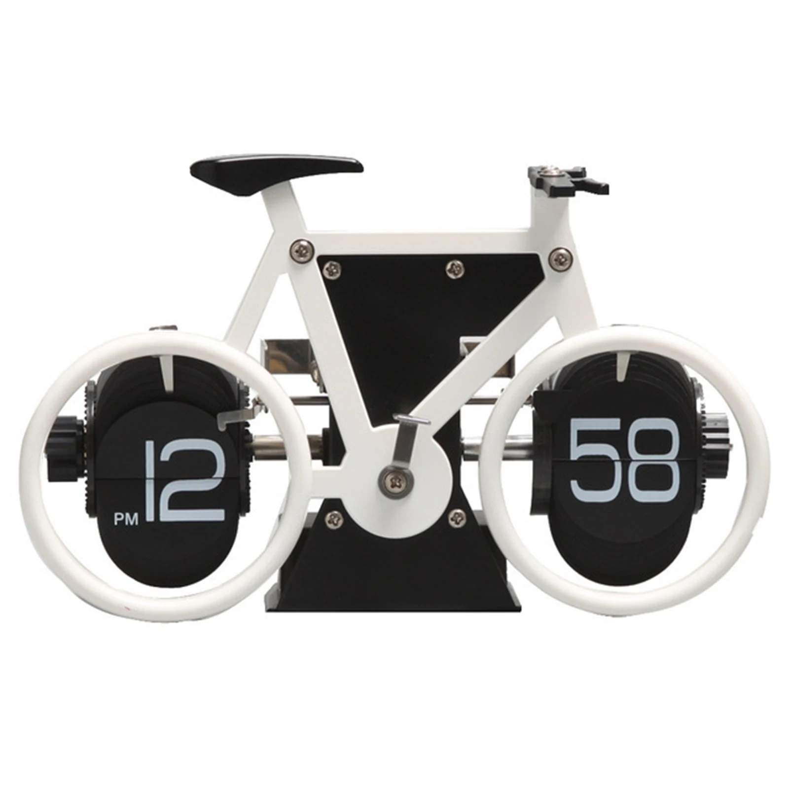 Flip Clock Bicycle Shaped Retro Flip Down Clock 12 Hour AM/PM Show Big Number Clock For HomeOffice Decor