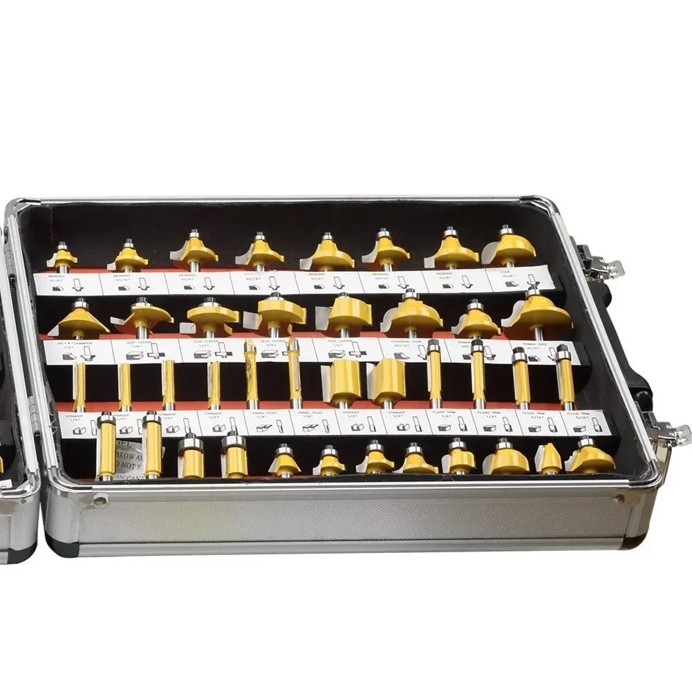 1/4 INCH SHANK-100PCS,CNC tungsten solid carbide woodworking router bit,Edge trimming machine wood milling cutter,wood tool set