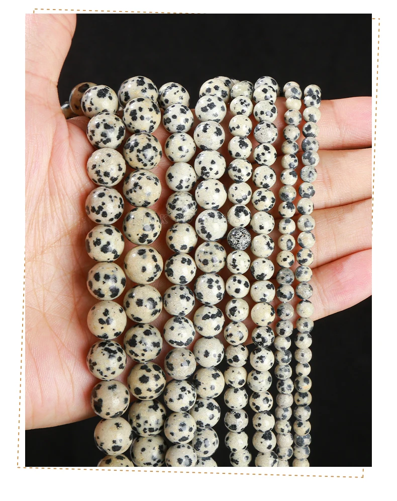 4 6 8 10mm Natürliche Dalmatiner-Jaspis-Perlen Runde Lose Zwischenperlen für Schmuckherstellung DIY Halskette Armband Zubehör – Detail 7