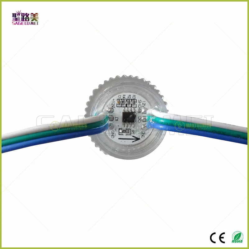 DC12V 26mm diameter transparent cover ws2811 LED Module Exposed Point Light 3 leds 5050 SMD RGB Chips led pixel waterproof IP68