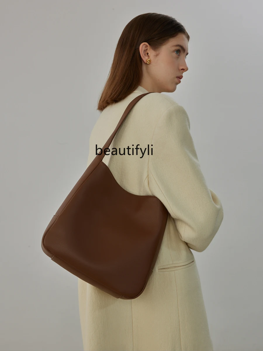 Top Layer Cowhide Tote Large Capacity Leisure Commute Shoulder Underarm Leather Women's Bag