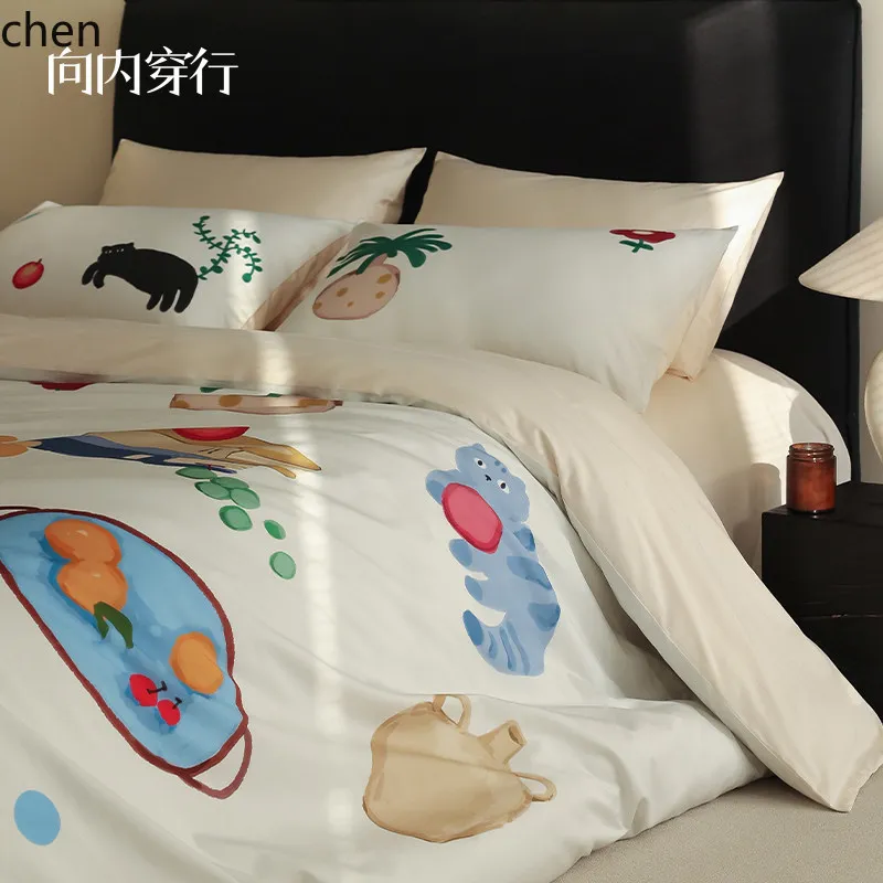 Zml long-staple cotton four-piece bed set pure cottonbed sheets