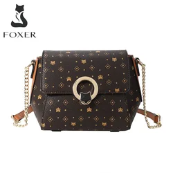 FOXER kadın Crossbody omuzdan askili çanta PVC malzeme moda postacı çantası basit ofis çantası bayan marka Logo baskı Mini zincir çanta