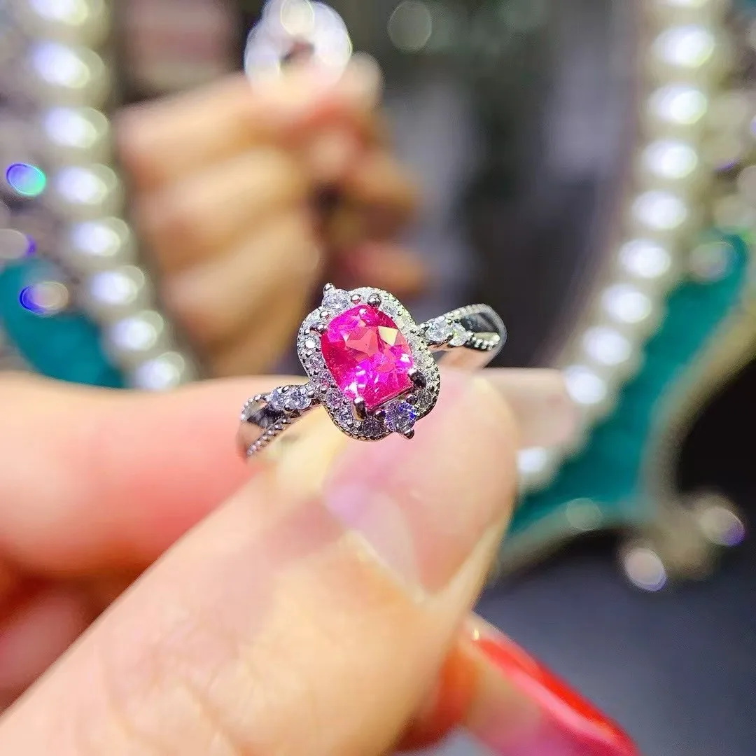 KJJEAXCMY High End Women's Ring Natural Spinel S925 Silver with Electroplating Boasting High Clarity Full Brilliance Gift