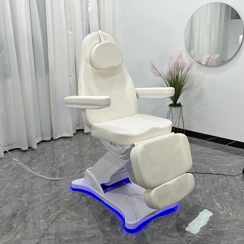 

2023 New Arrival Wholesale Salon Furniture Electric Massage Table Facial Cosmetic White Spa Bed With Led Lighting