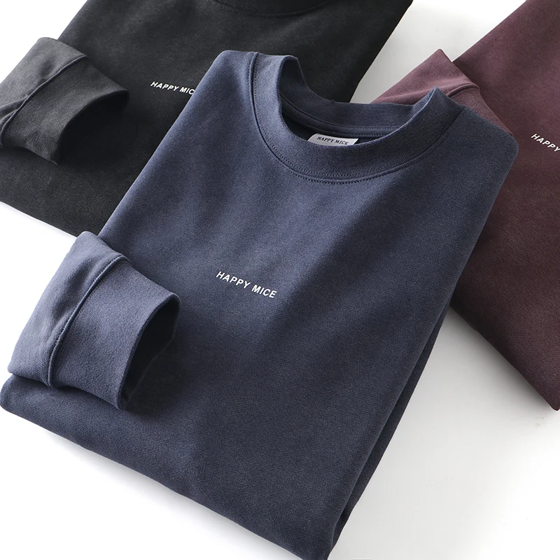 

Мужской свитшот Trade King с круглым вырезом из окрашенного хлопка, комфортный, мягкий, свободного кроя, повседневный, осенний