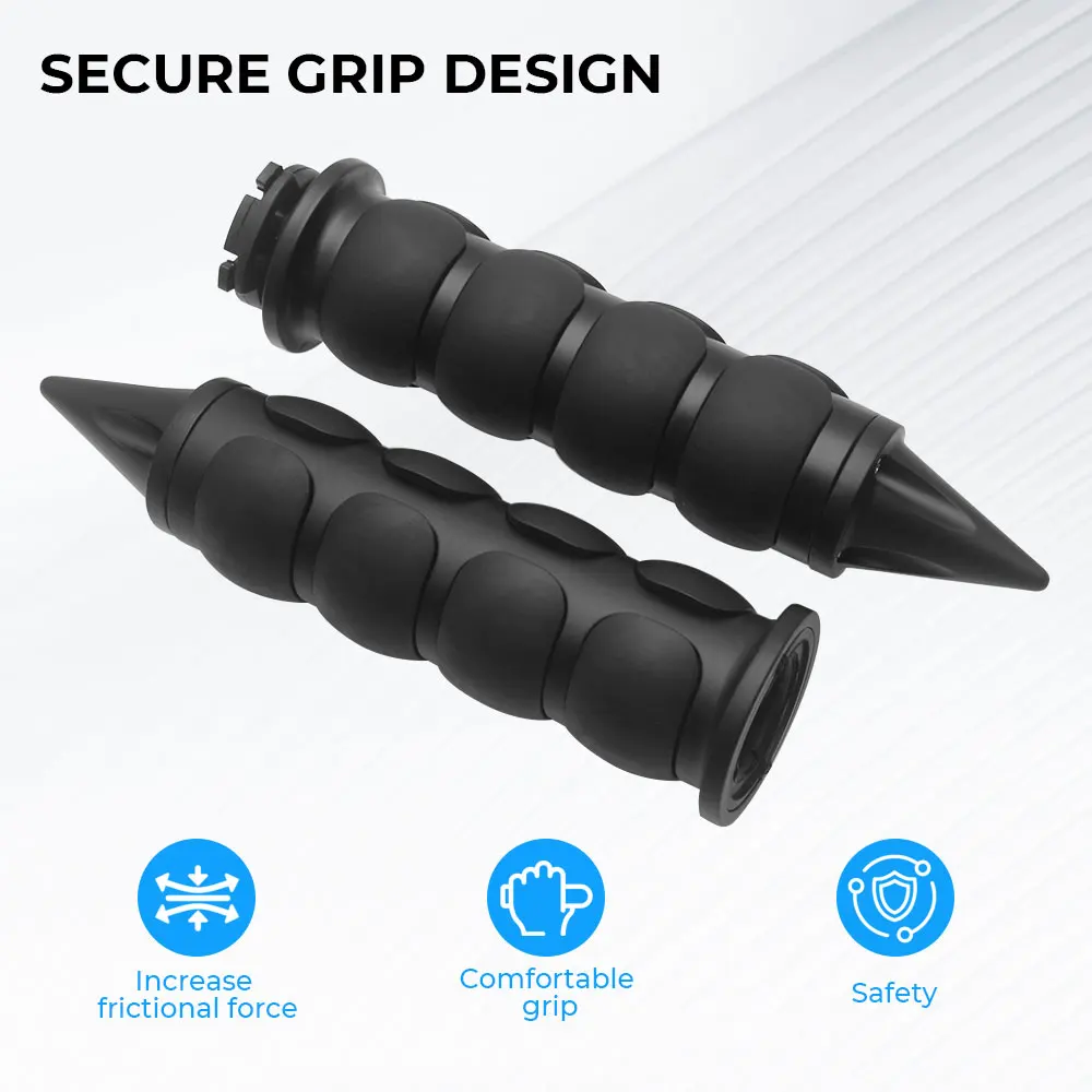 Retro Hand Grips Handle Bar Grips 1 Pair 1 inch/25MM Chrome/Black Motorcycle For Softail Cross Bones Springer FLSTSB 2008-2011