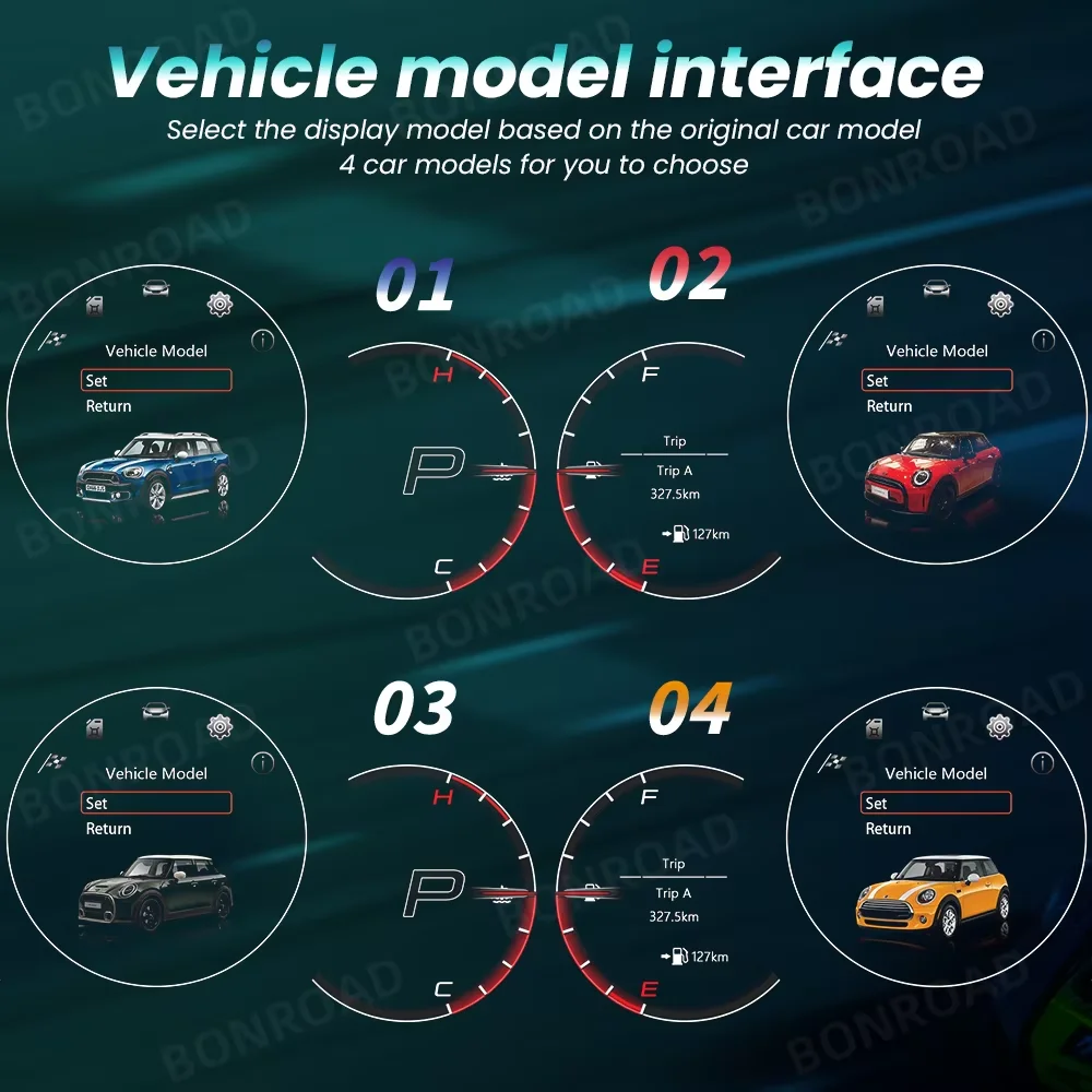 BONROAD Auto LCD Dashboard Für BMW MINI Cooper R55 R56 R57 R60 F55 F56 F57 2006-2023 Panel Digital cluster Tacho Instrument