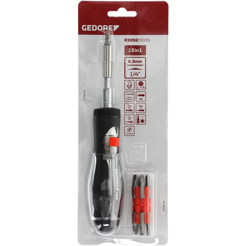 GEDORE R38910000 Ratchet Screwdriver Bit-Fix.Telescope 1/4\