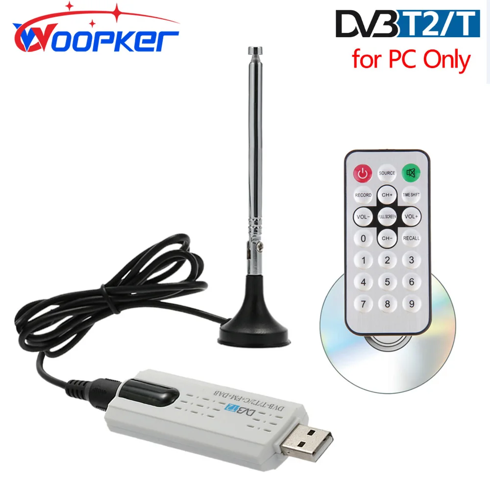 

Woopker USB TV Stick Tuner Digital Satellite DVB T2 DVB-T/C FM DAB with Antenna Remote HD 1080P MPEG-2 MPEG-4 H.264 TVs Receiver