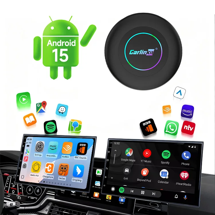 NewCarlinkit Tbox Android 15 Smart Box AI Box 8G 128GB 6350 512gb Wireless Carplay Android Auto Adapter Car Play Dongle for Yout