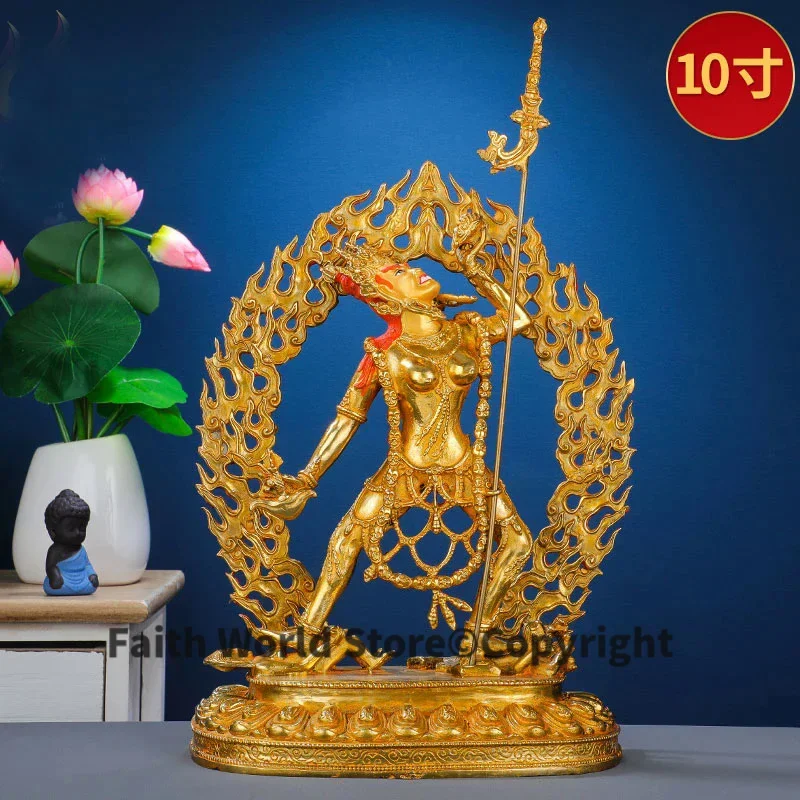 38CM large Buddhism Good gold gilding Buddha brass statue HOME family effective protection Tibetan Vajrayogini dakinis Buddha