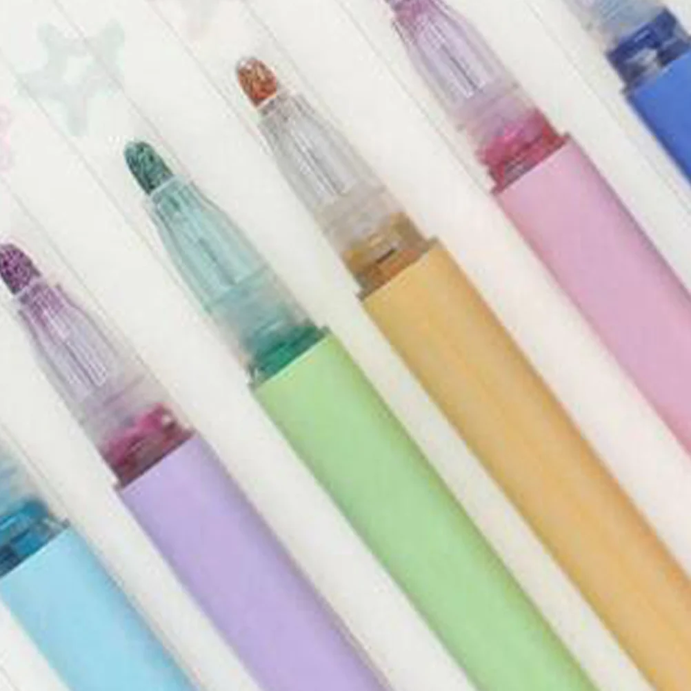 

8pcs Double Line Pen Colorful Fluorescent Gel Pens For Writing Drawing Artistic Effect Students Journalist Gift Marker