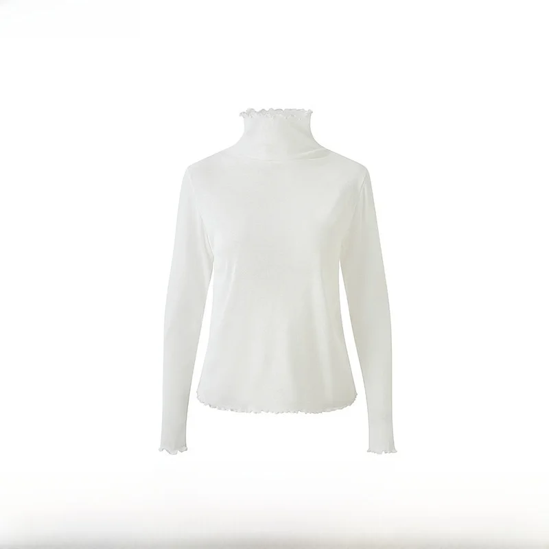 

Slim Fit High Ne Long Sve Трикотажная основа irt Elastici Tell the Truth Корейский Sle Commute Pure Color Весна Осень