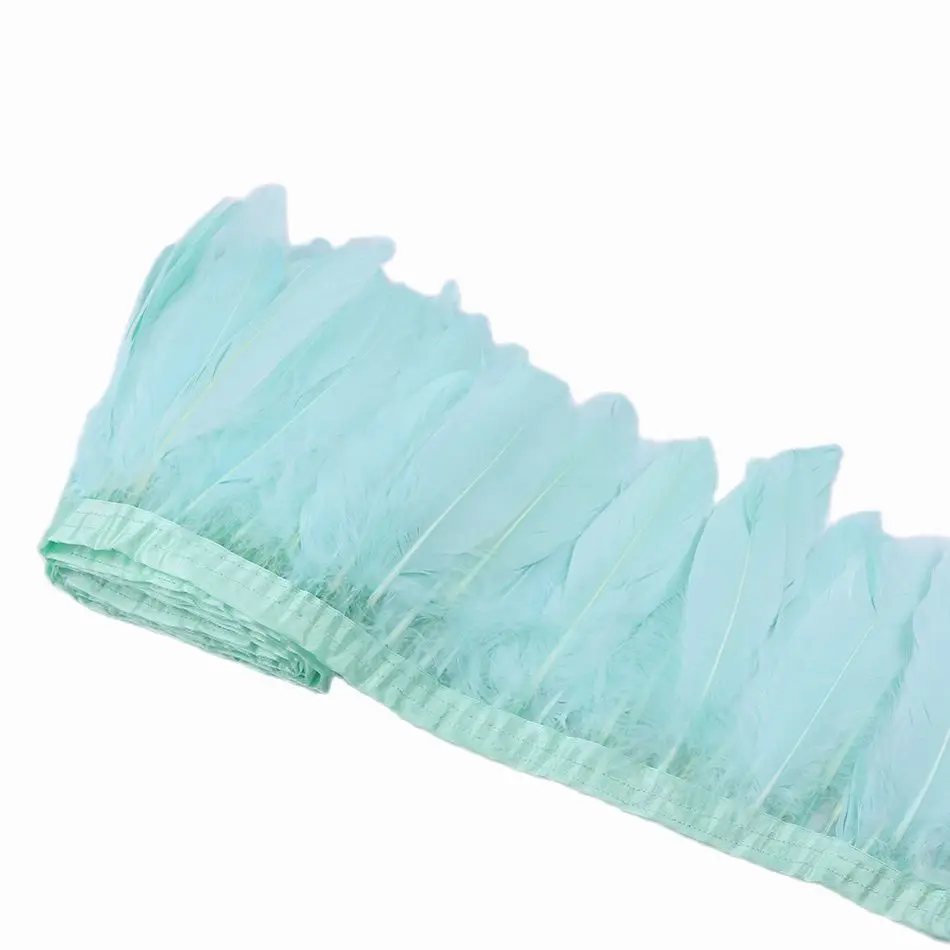 Wholesale Dyed Mint Goose Feather Trims Fringe 6-8inches/15-20cm Feathers for Crafts Dress Skirt Costumes Decorative feather