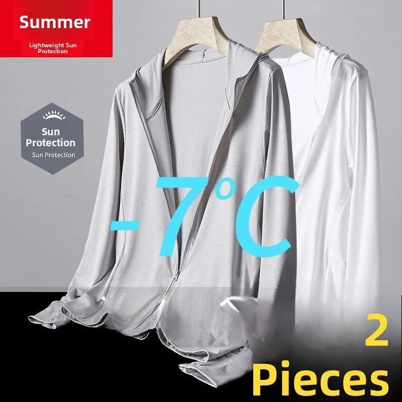 

Мужская уличная летняя тонкая повседневная спортивная куртка из ледяного шелка, дышащая солнцезащитная одежда, подставка для длинной свечи на молнии...