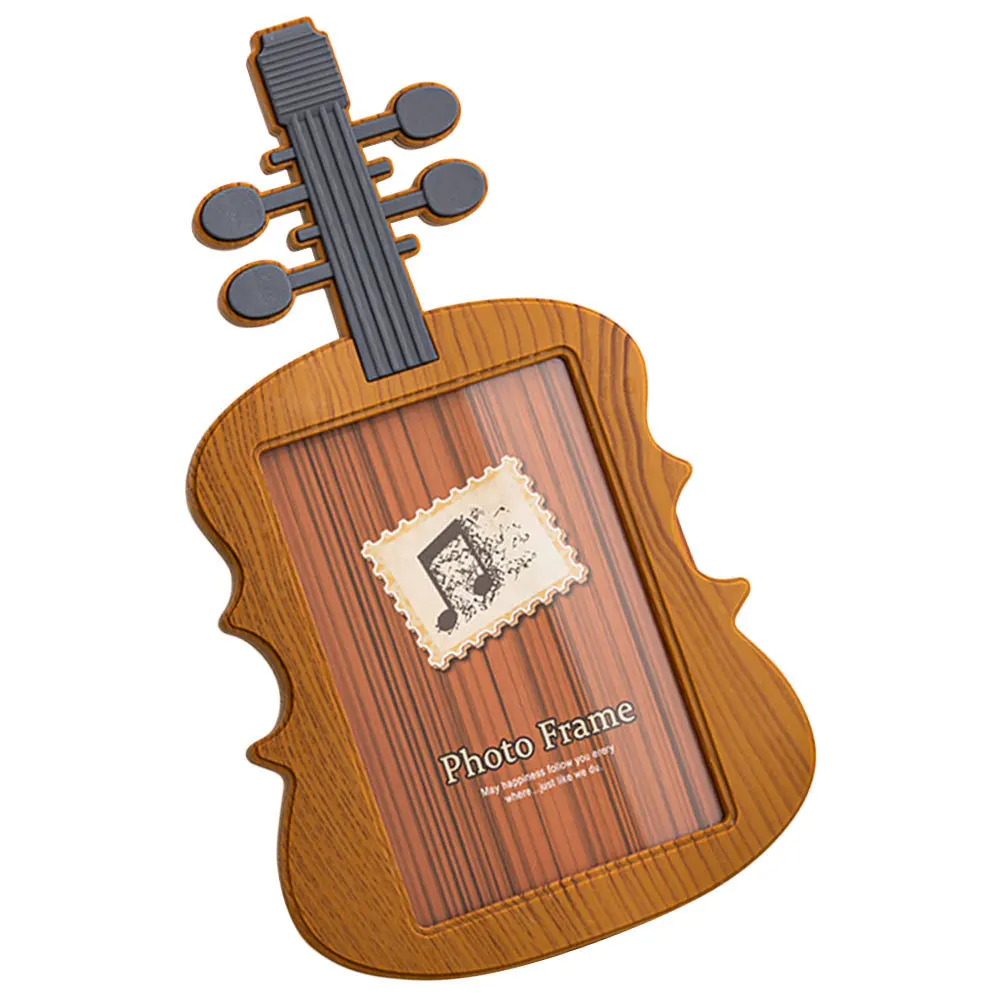 

Cartoon Style Violin Picture Frame for Home Decor Desktop Photo Display Stand Stable Bottom Fine Workmanship Vintage Design