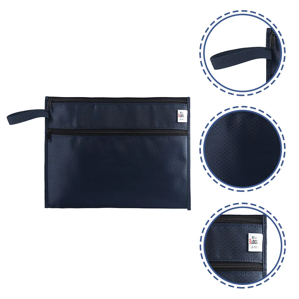 Waterproof Zipper File Bag Oxford Cloth Document Organizer Large Capacity Office Travel File Folder Zipper Bag