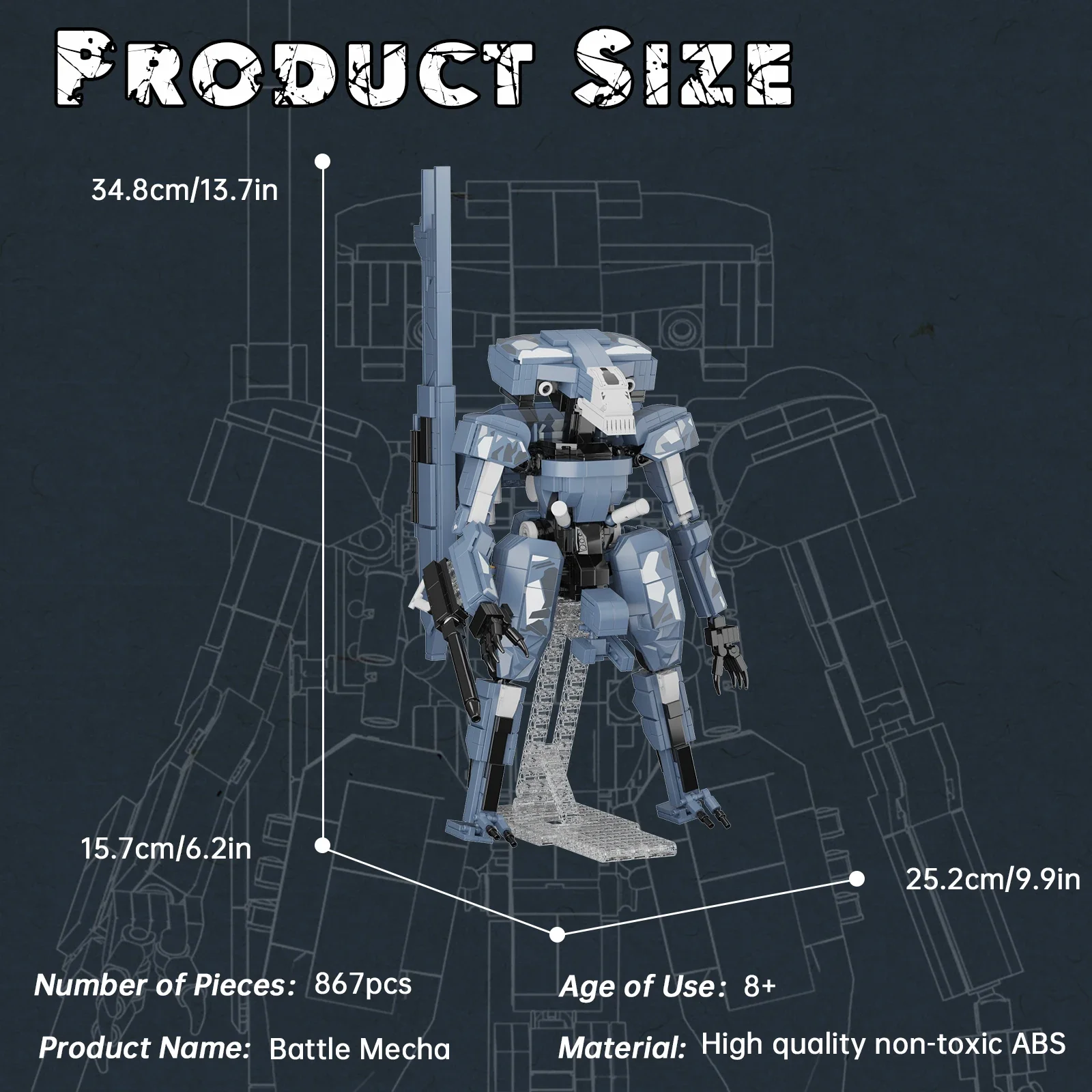 MOC Metal Gear Mech Robot Modello MGS Metalli Solidi Mecha Building Block Set Puzzle fai da te Giocattoli per bambini Regalo di compleanno 867 PZ