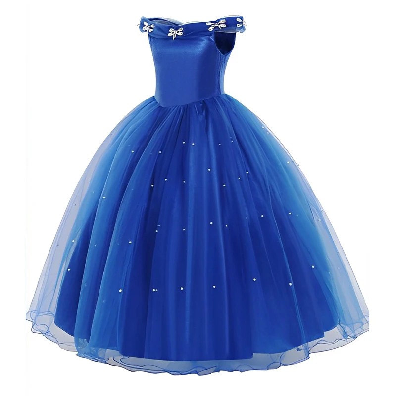 Cinderella Cosplay Costume para Crianças, Vestido de Baile, Vestidos de Princesa, Coroa, Luvas, Roupas, Bebé, Birthday Party