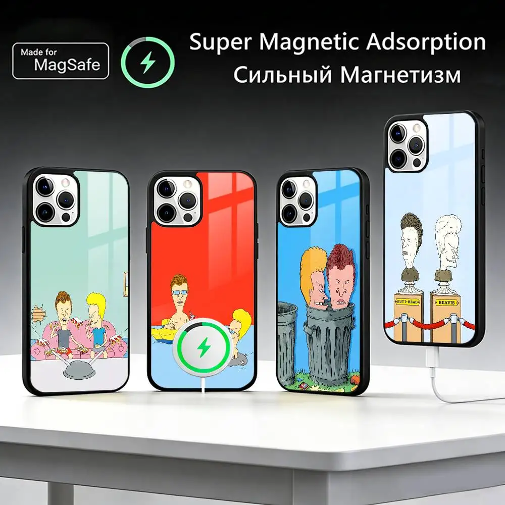 

Чехол для телефона B-Beavis A-And Butthead для iPhone17,16,15,14,13,12,11 Plus, Pro Max для беспроводной зарядки Magsafe