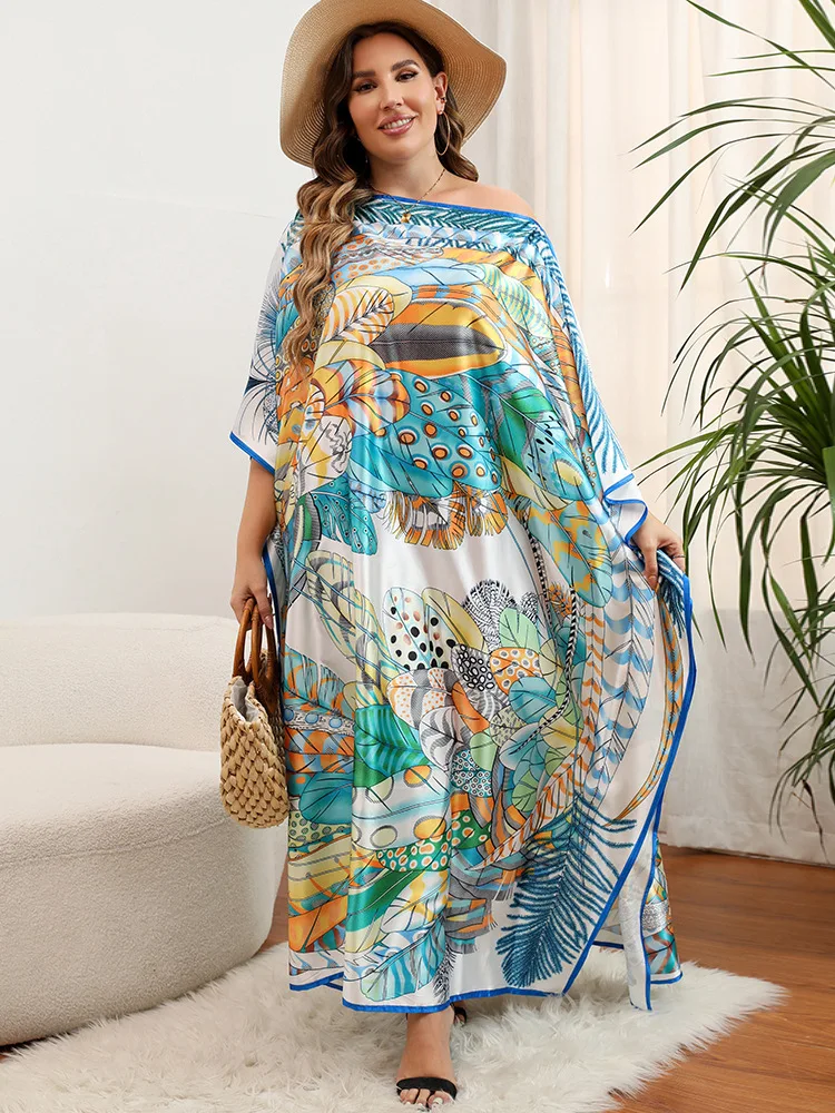 Bohemian Beach Dresses for Women 2022 Trend Printed Kaftans Maxi Robe Swimsuit Cover Ups Fashion Bathing Suits Dropshipping