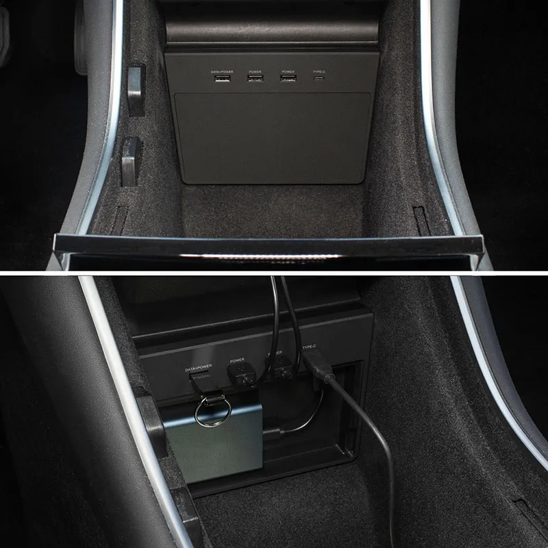 Per Tesla Model 3 Pad di ricarica Wireless connettore di tipo C scatola di immagazzinaggio della Console centrale Hub USB 5 porte