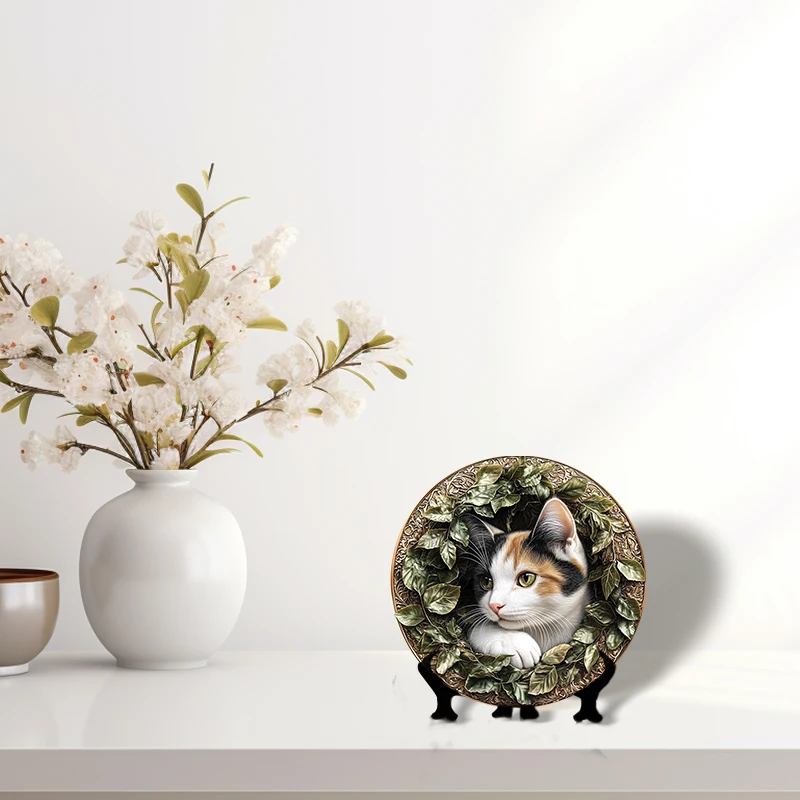 Customizable Circular Aluminum Pet Memorial Decoration - Premium Quality Pet Souvenir Tombstones for Cats & Dogs