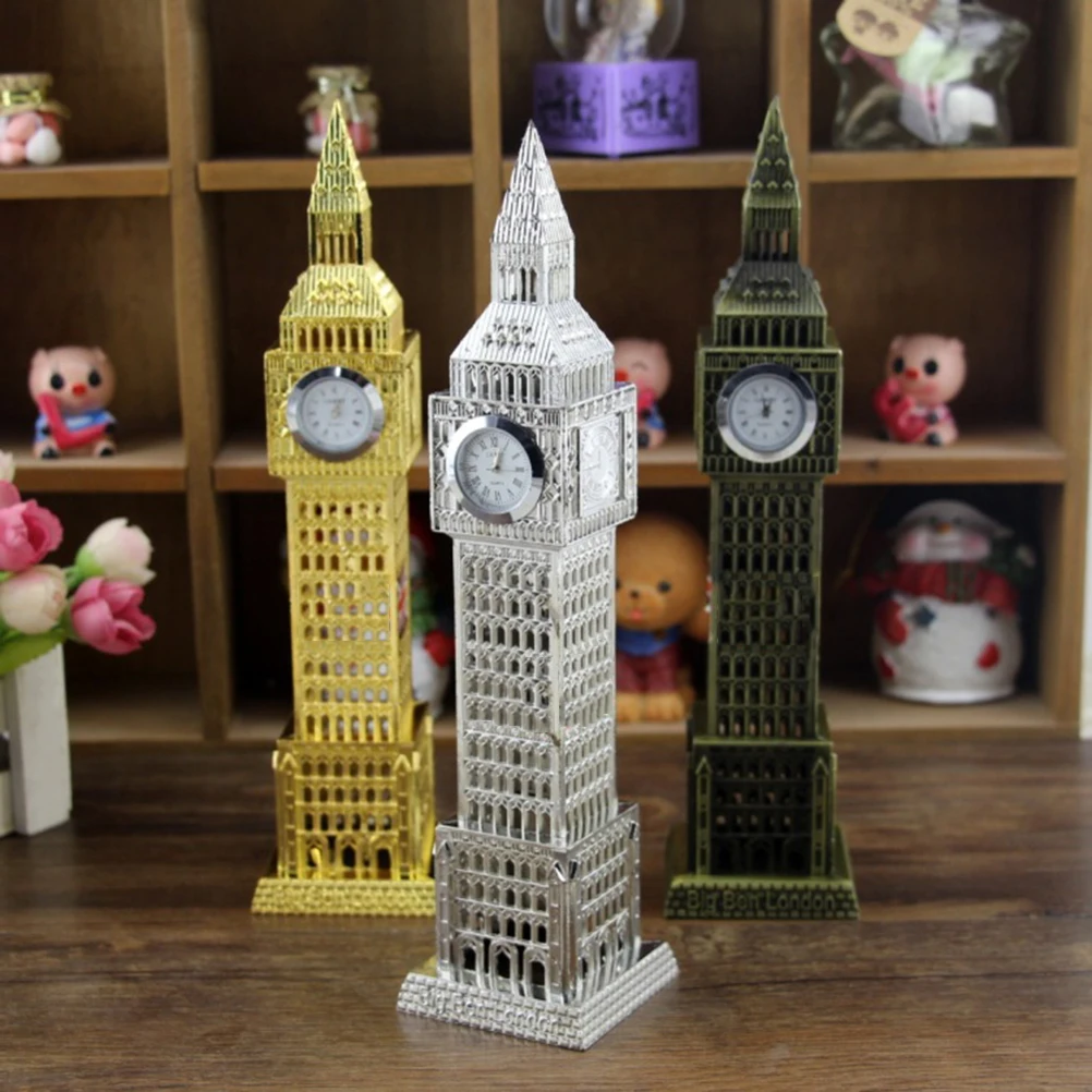 

1pc Retro British London Big Alloy Metal Ornament Decoration Party Gift Miniature Sturdy Crafts Home Decor Clocks