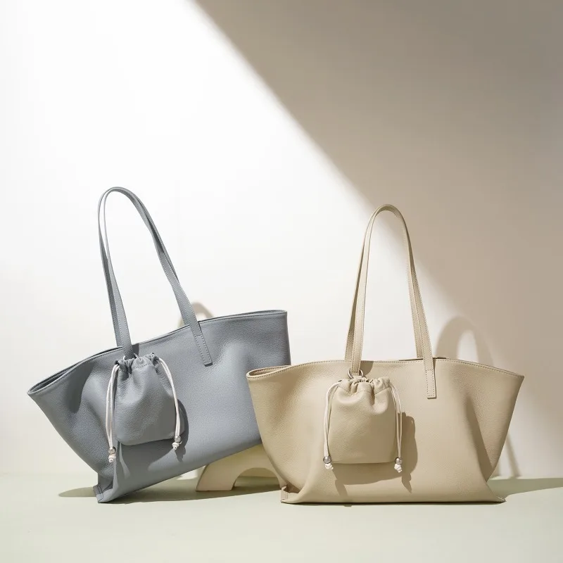 

Designer Genuine Leather Large Capacity Tote Bag Fashion Simple Cowhide Travel Shopping Shoulder Bag 2025 Luxury Handbag