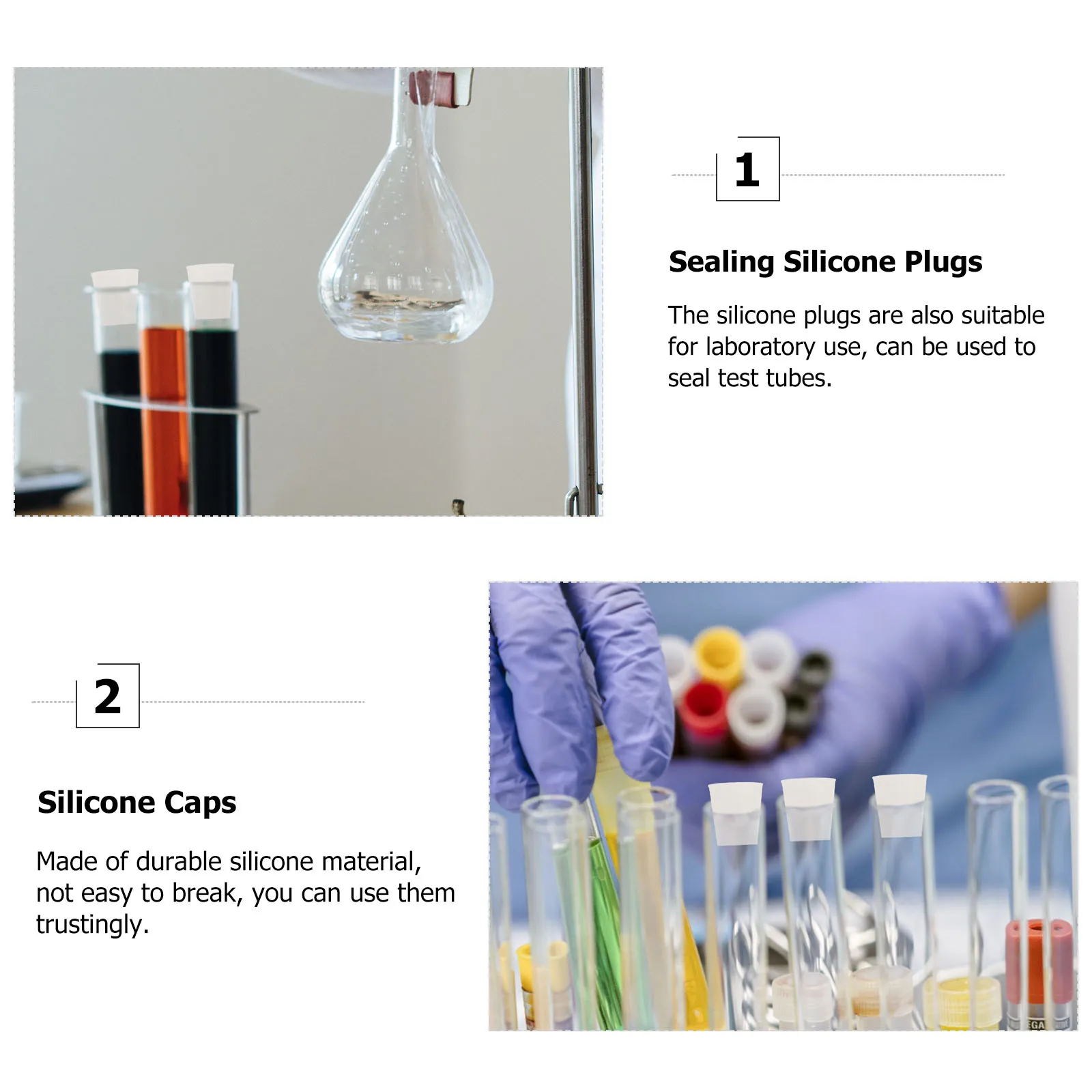 

5 Pcs White Food Silicone Caps Grade Silicone Plugs Sealing Caps Test Tube Lids Storage Laboratory Hardware