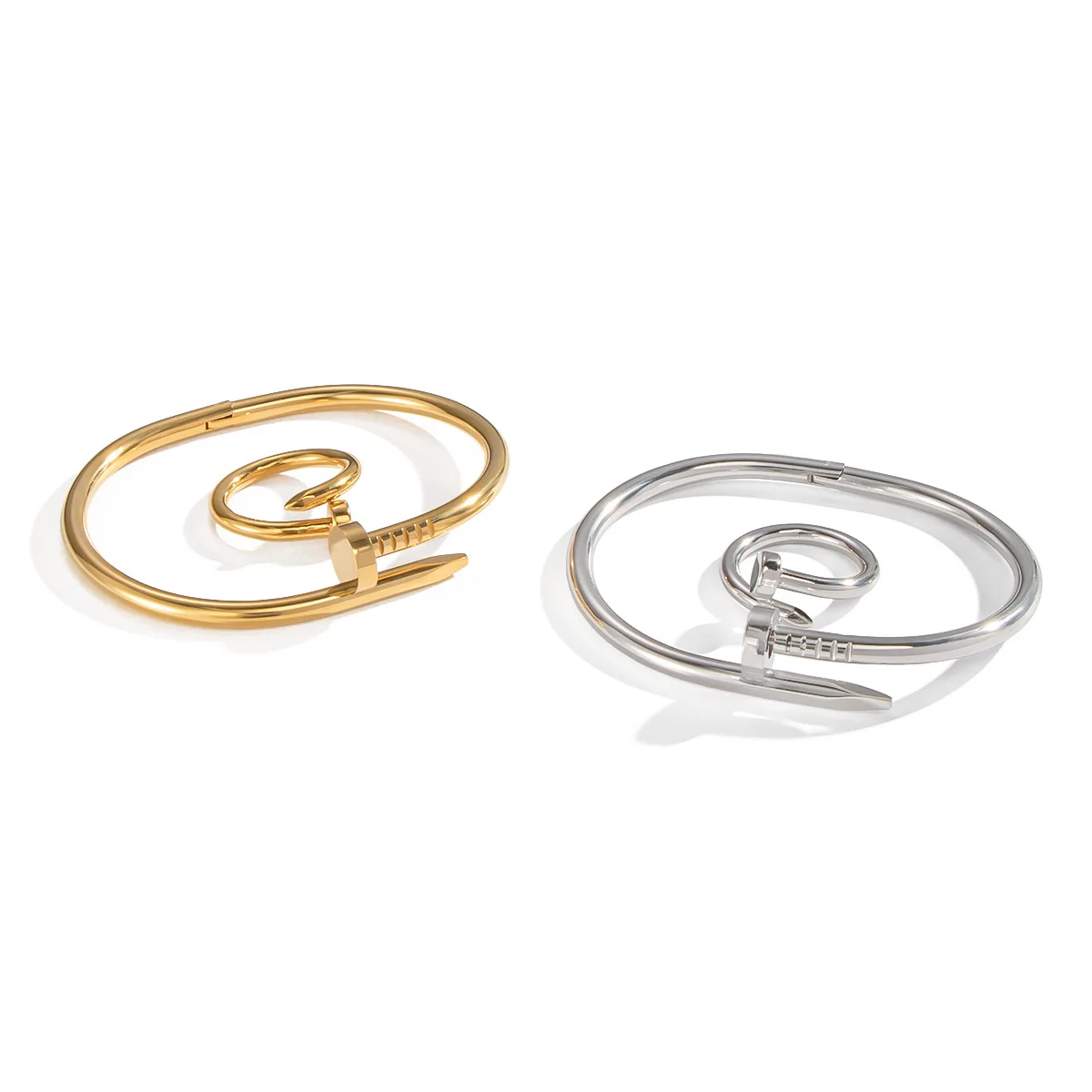 Minimalist Nail Bracelet for Women Stainless Steel Gold Plated Adjustable Bangle Waterproof Vintage Luxury Charm Jewelry Gift