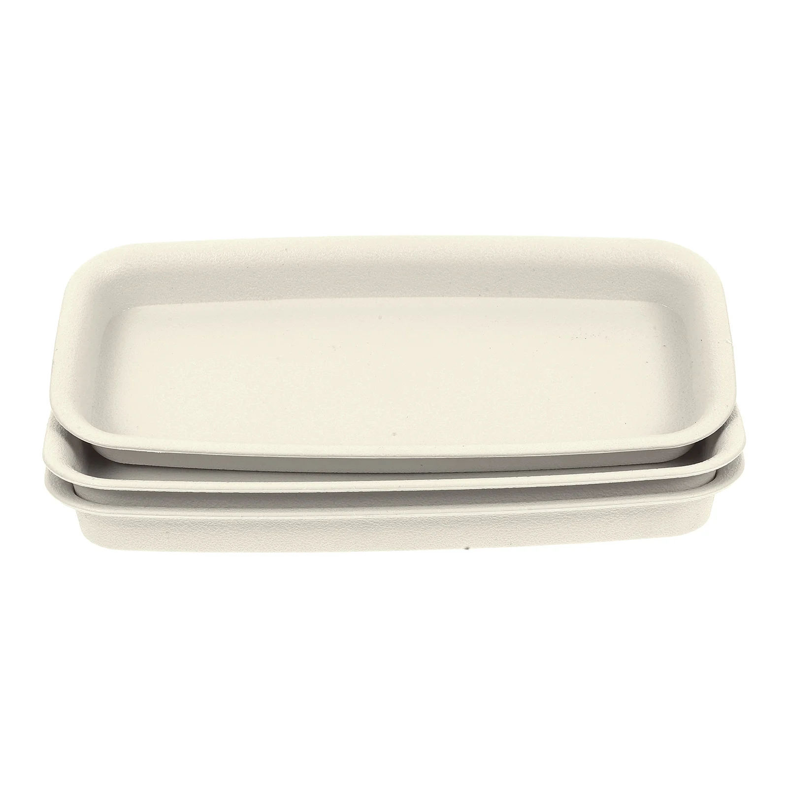 

3pcs Rectangular Anti-Leakage Plant Trays White Plastic Saucer Pot Base Drip Shelf 21cmx8 5cm Lightweight Durable Sunproof