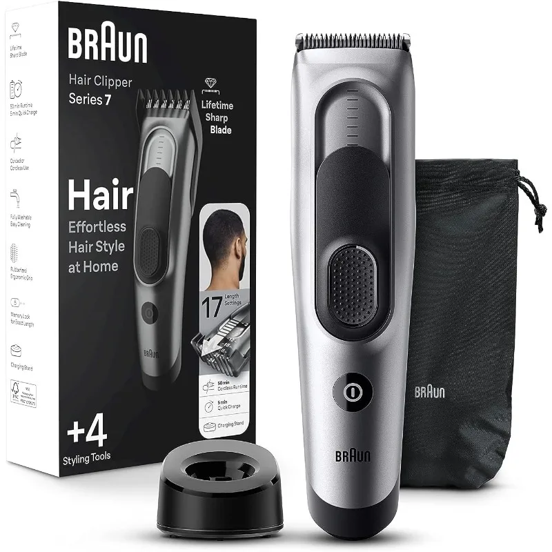 Hair Clippers for Men, Hair Clip from Home with 17 Length / Recall Setting, Incl. Memory SafetyLock, Ultra-Sharp Blades, 2 Combs