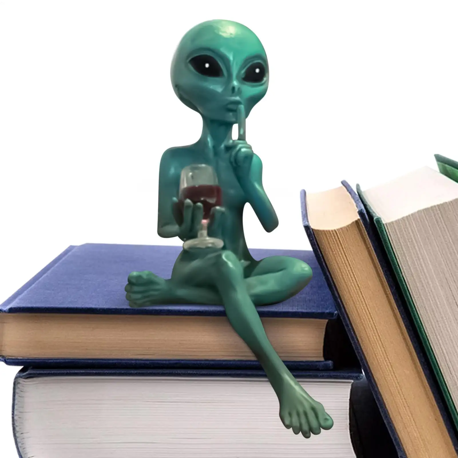 Alien Figurine Resin Statue Decor Holding Wine Glass Funny Sci Fi Shelf Desktop Toy Gift for Men Home Office Garden Bar Decor