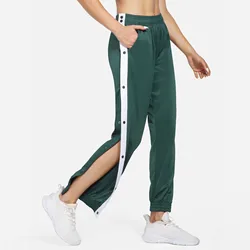 Pantaloni sportivi Casual da donna pantaloni sportivi con spacco laterale con bottoni con tasche Pantalones Harajuku pantaloni elastici in vita Streetwear hémize