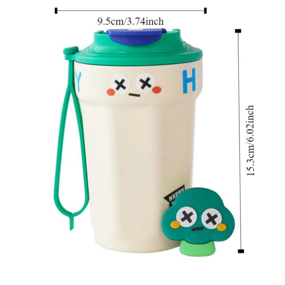 Portable 450ml Large Capacity Coffee Cup Plastic with Lid Water Bottle Cartoon with Handle Girls Juice Milk Bottle Home Office
