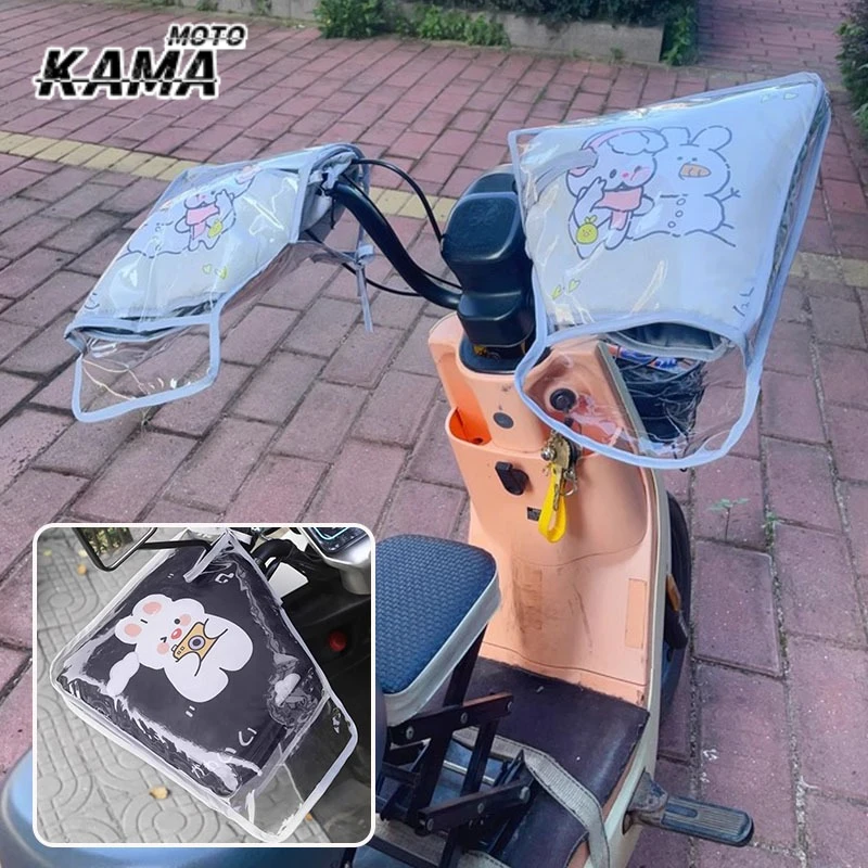 

Cartoon Print Motorcycle Scooter Bicycle Windproof Rainproof Winter Keep Warm Protect Handlebar Handle Large Guard Cover Gloves