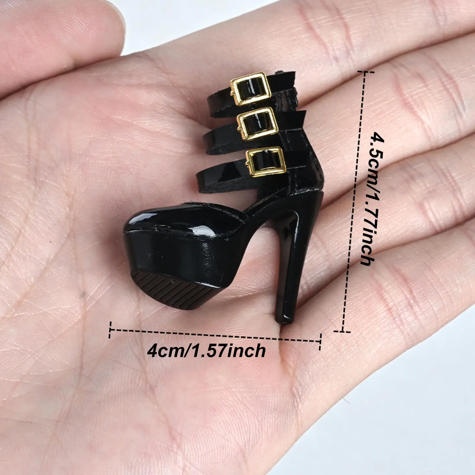 Fashion Doll Shoes PU Heeled Sandals Ankle Strap Design for 1 6 Figure Daily Outfits and Accessories