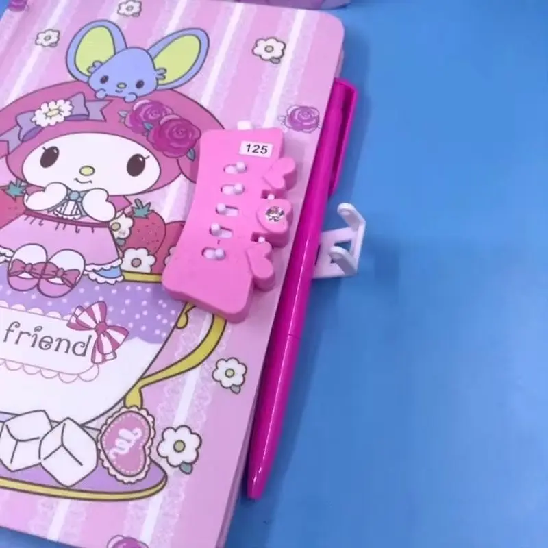 Sanrio Children\'s Password Book Kuromi Melody Girl High Beauty Notebook Password Lock Diary Handbook Cartoon Cute