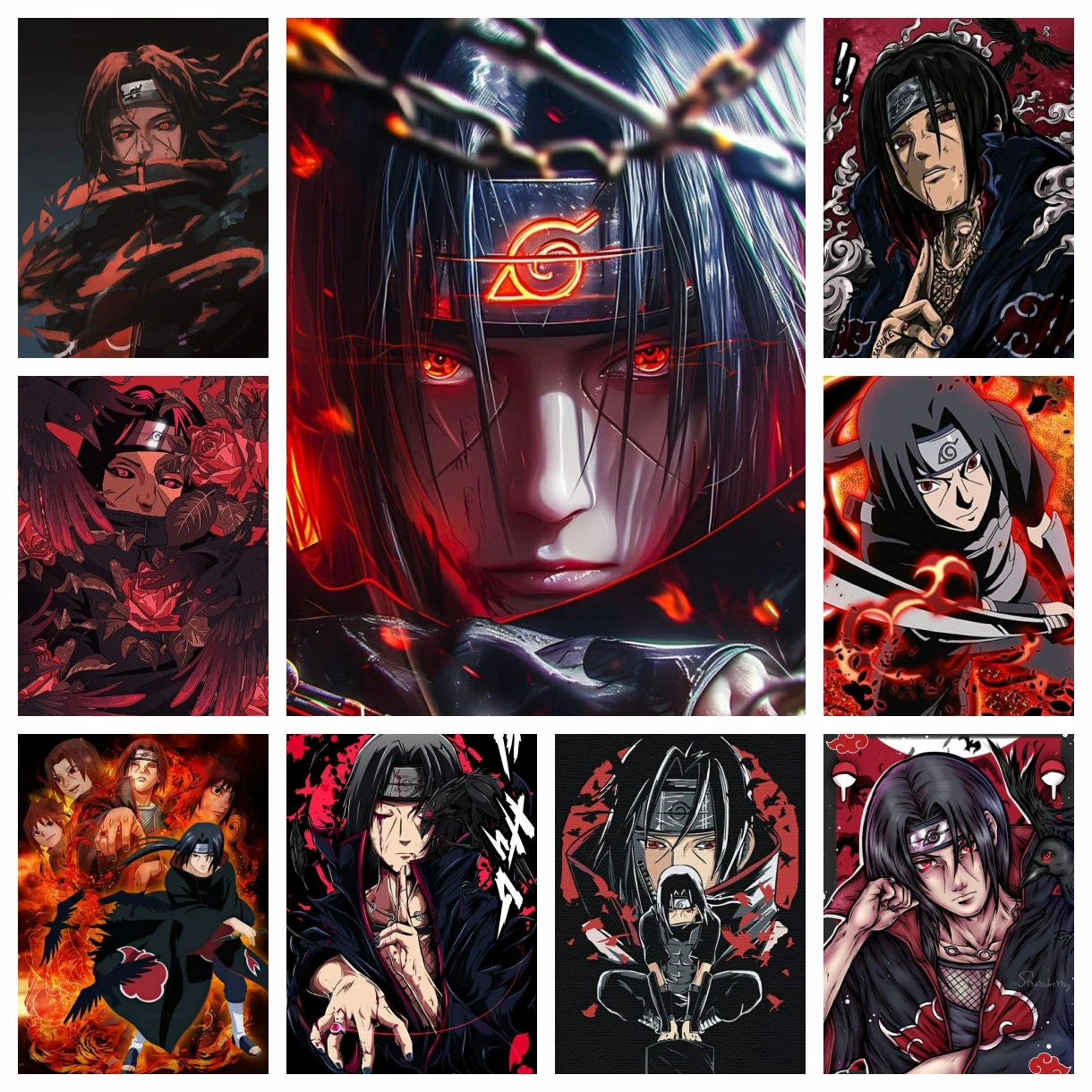 Uchiha Itachi 2025 Nuevo Mosaico de Pintura de Diamantes, Arte de Dibujos Animados de Naruto, Bordado de Punto de Cruz con Pedrería, Decoración del Hogar, para Niños